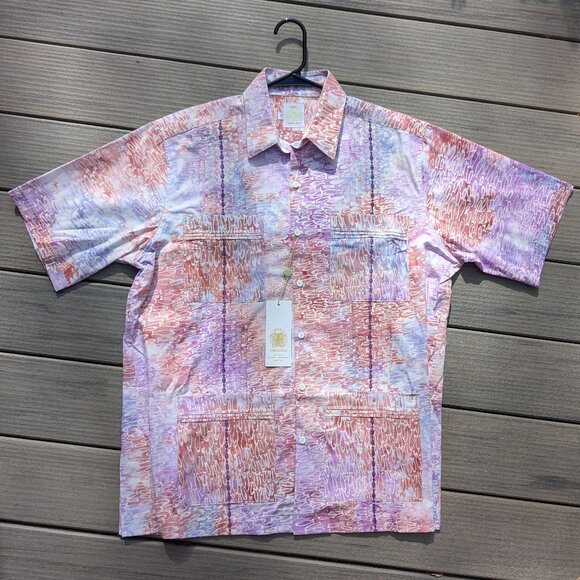 Dos Carolinas Other - Dos Carolinas Classic Guayabera (Size: L) [Pink & Purple Fish Pattern]